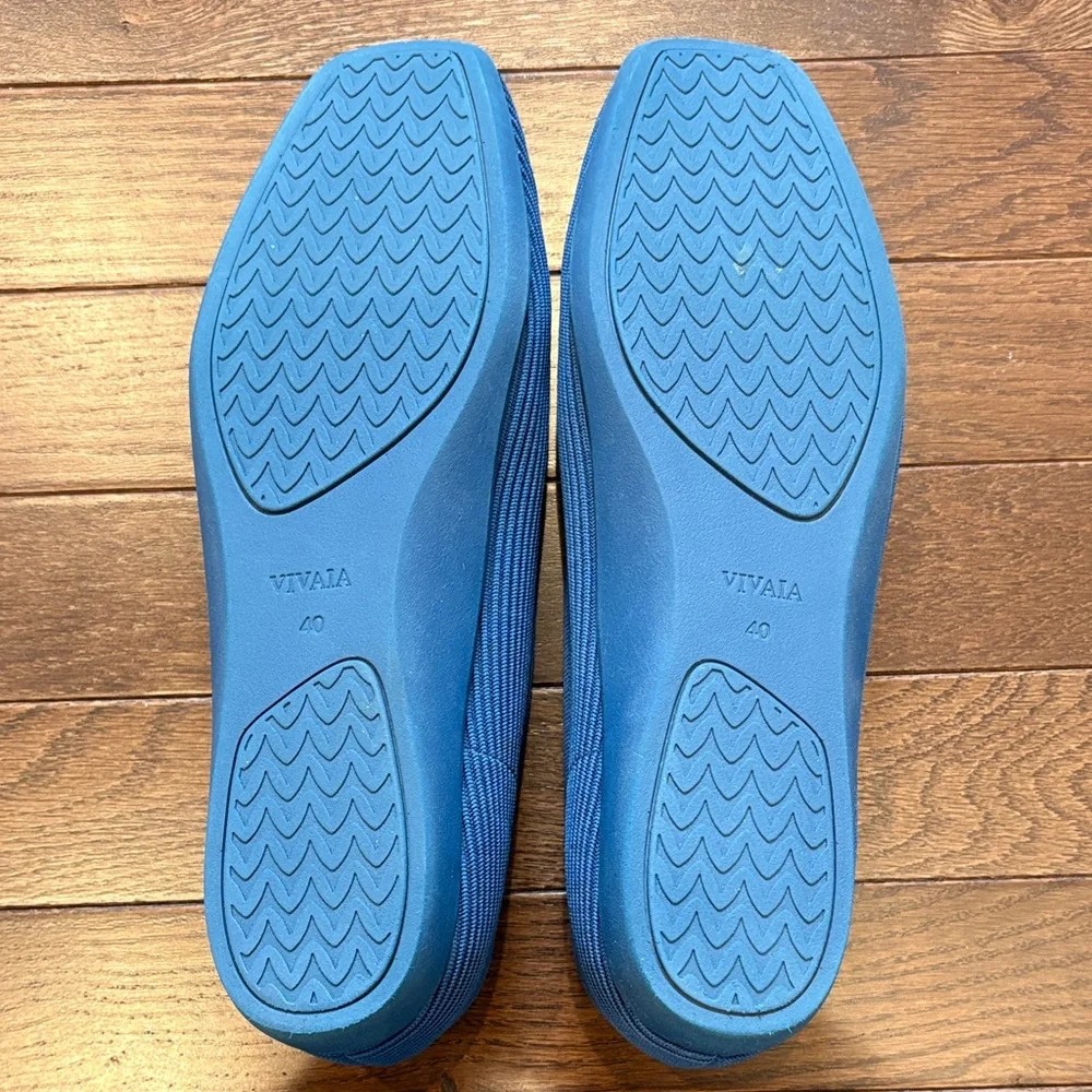VIVAIA Margot Ballet Flats NWOB Square Toe V Cut Knit Navy Blue Size 40 (9-9.5) - Picture 11 of 13